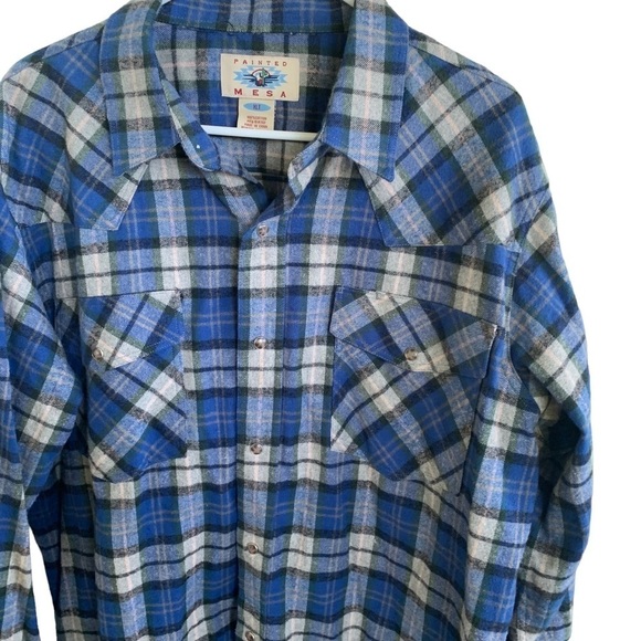 Painted Mesa Men’s Western Aztec Plaid Button Front Shirts Size XL - Picture 5 of 6